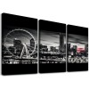 Ulloord Citysacape Canvas Decor Black and White City Picture Artwork for Living Room Bedroom Office Home Decorations Building Panoramic Painting Wall Art 