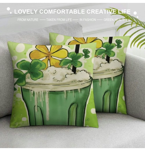 Ulloord St Patricks Day 18x18 Inch Set of 2 Throw pillowcase Hat Home Sofa Decor pillowcase Decoration Cushion Cases