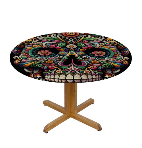 Ulloord Round Fitted Table Table  with Elastic Edged Waterproof Wipeable Round Table Cover for Patio Parties 