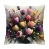 Ulloord Spring pillow Covers, Floral Tulips Striped Bow Farmhouse Decorative Throw pillowcases for Home Sofa Couch Decoration