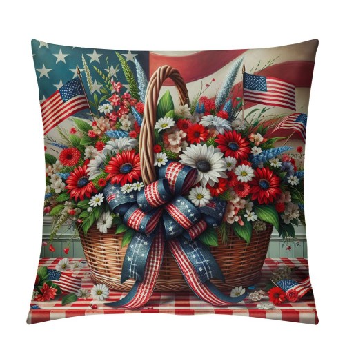 Ulloord Decorations pillow Covers Flag Jar Buffalo Plaid Throw pillow Covers Patriotic pillows Decor Cushion Case