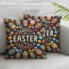 Ulloord  Easter pillow Covers Farmhouse Bunny Decoration Egg Rabbit Decorative pillow Cases for Sofa Couch