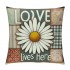 Ulloord Spring pillow Covers, Floral Daisy Bloom with Grace Love Lives Here Striped Plaid Farmhouse Decorative Throw pillowcases for Home Sofa Couch Decoration