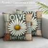 Ulloord Spring pillow Covers, Floral Daisy Bloom with Grace Love Lives Here Striped Plaid Farmhouse Decorative Throw pillowcases for Home Sofa Couch Decoration