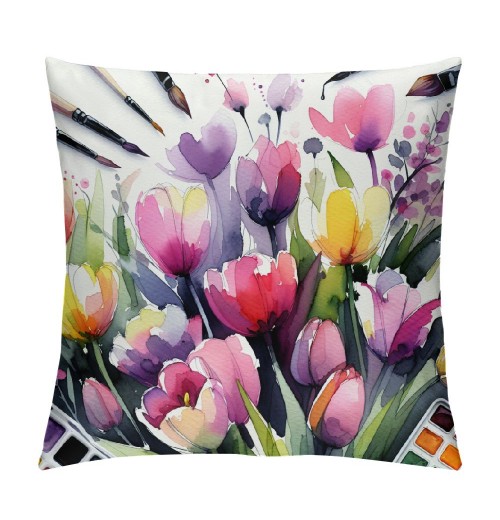 Ulloord Spring pillow Covers, Floral Striped Farmhouse Decorative Throw pillowcases for Home Sofa Couch Decoration