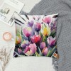 Ulloord Spring pillow Covers, Floral Striped Farmhouse Decorative Throw pillowcases for Home Sofa Couch Decoration