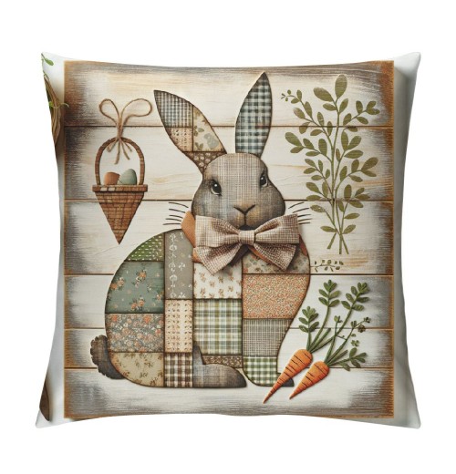 Ulloord Easter pillow Covers Bunny Eggs Yellow and White Plaid Cushion Cases Holiday Home Decorations for Sofa Couch Farmhouse Outdoor Living Room Decor