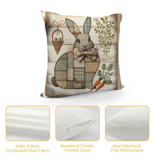 Ulloord Easter pillow Covers Bunny Eggs Yellow and White Plaid Cushion Cases Holiday Home Decorations for Sofa Couch Farmhouse Outdoor Living Room Decor