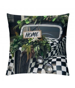 Ulloord Farmhouse pillow Covers Buffalo Plaid Truck Eucalyptus Leaves Home Sweet Home Decorative Throw pillow Covers Spring Farmhouse Decor pillow Case for Sofa Couch