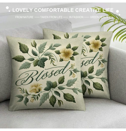 Ulloord Farmhouse pillow Cover Floral Decorative Spring Summer Decorations Cushion Case for Sofa Couch