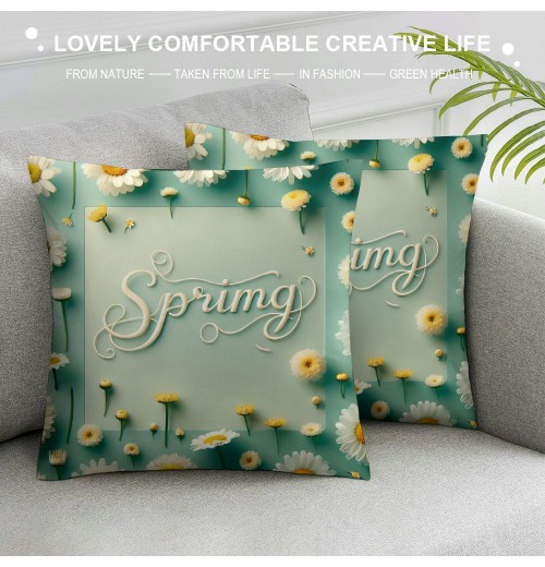 Ulloord Spring pillow Covers, Floral with Grace This is Our Striped Blue Farmhouse Decorative Throw pillowcases for Home Sofa Couch Decoration