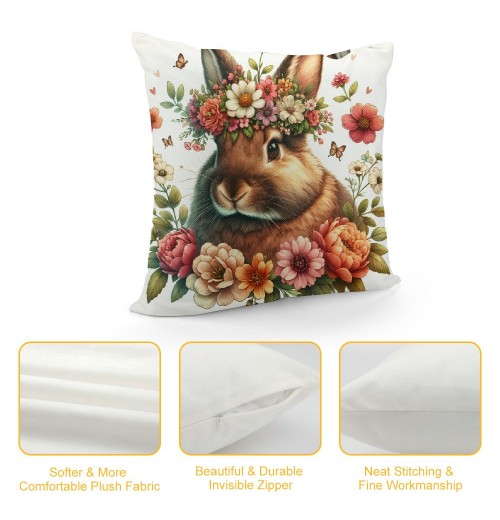 Ulloord pillow Covers Easter Eggs Floral Rabbit pillows Decorative Throw pillows Cushion Case Farmhouse Decor for Couch Sofa