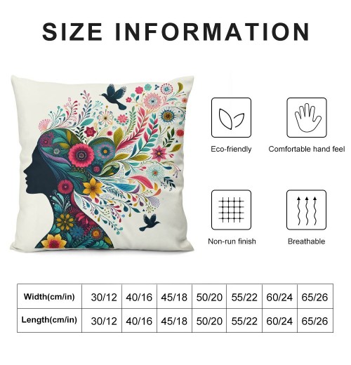 Ulloord  Throw pillow Covers Flower Butterfly Girl Square Decorative pillowcase Throw pillow Cushion Cover