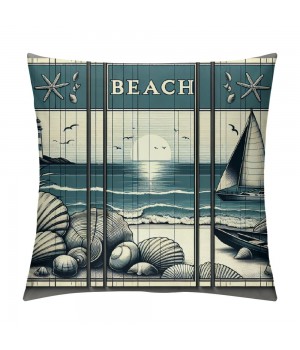 Ulloord Throw pillows Covers Vintage Beach Throw pillowcase Sea Animal Cushion Covers Square Country Decorative Home Couch