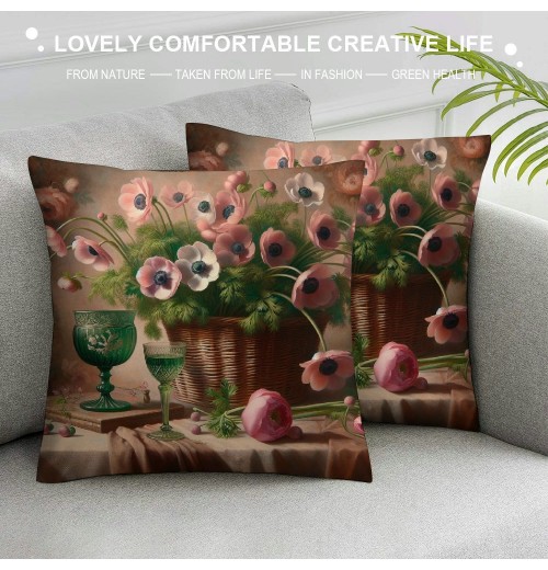 Ulloord Vintage Flower Throw pillow Covers &nbsp; Flower Floral Rustic Decorative Throw pillow Case pillow Cover Square Home Decor Couch