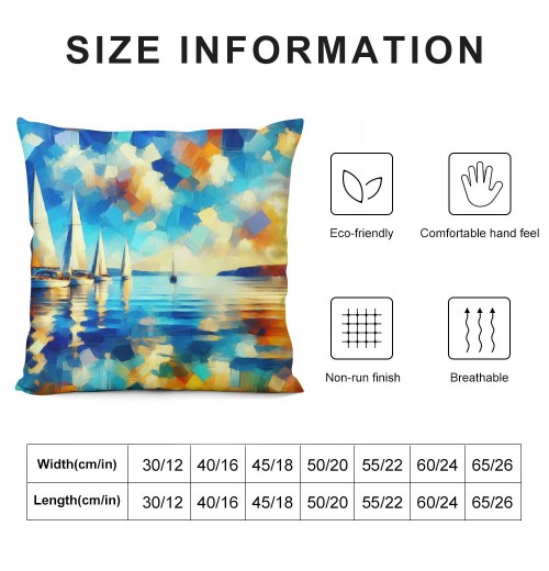 Ulloord Decorative Throw pillow Cover on Ocean Outdoor Decor Cushion Cover Square Oil Painting Sea Coastal Throws pillow Case for Sofa Couch