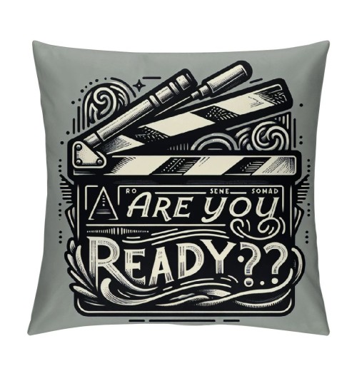 Ulloord Movie Clap-Stick Throw pillow Covers are You Ready Quote Throw pillow Case Cinema Decor&nbsp;pillow Cover Outdoor Decoration for Home Sofa Bed