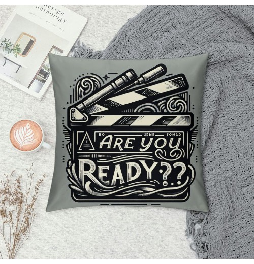 Ulloord Movie Clap-Stick Throw pillow Covers are You Ready Quote Throw pillow Case Cinema Decor&nbsp;pillow Cover Outdoor Decoration for Home Sofa Bed