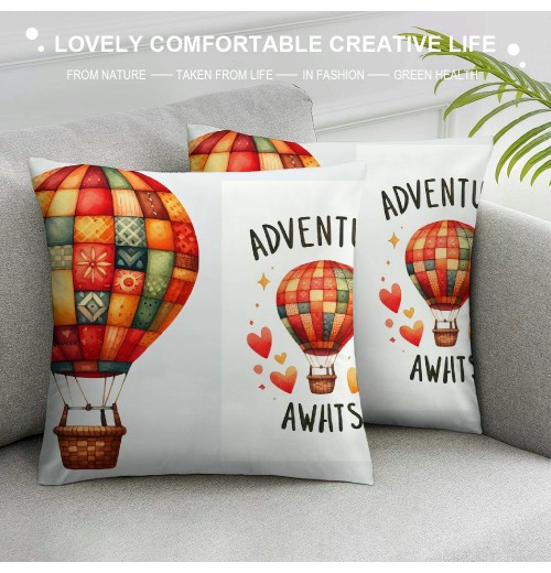  Throw pillow Cover Watercolor Hot Air Balloon Decorative pillow Covers Cushion Cover Decor Home Sofa