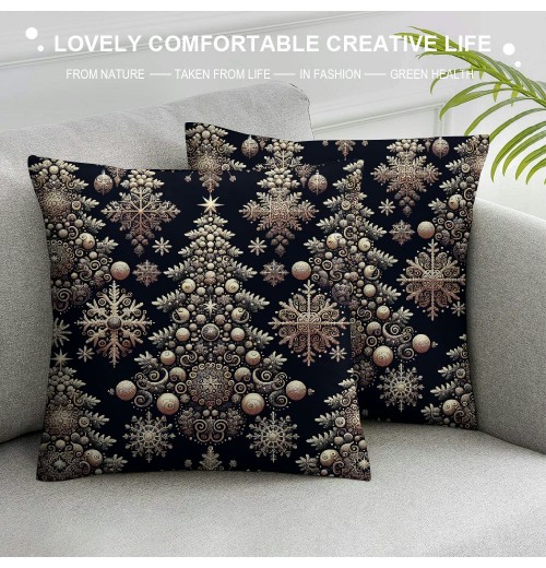 Merry Christmas Trees Black White Throw pillow Covers Winter Xmas Square Decorative pillow Cases Cushion Cover Outdoor Decorations Sofa