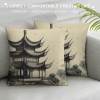 Ulloord Chinese Painting Throw pillow Covers Lake Willow Pine Pavilion Plum Blossom pillow Case Cushion Cover&nbsp;Traditional&nbsp;Chinese Culture Home Decorative pillowcases 