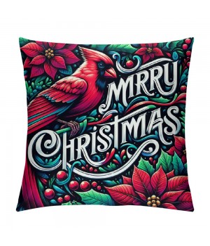 Ulloord Vintage Throw pillow Covers Merry Christmas with Xmas Flower Decor pillow Cover pillow Case Cushion Cover for Sofa