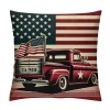 Ulloord Vintage Red Truck Throw pillow Covers America Flag Decorative pillow Covers Square Rustic Dog pillow Case Cushion Cover Home Outdoor Decor Sofa Bed