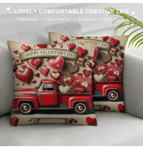  Vintage Wood&nbsp;Valentines Throw pillow Covers Happy Valentine's Day Quote pillow Case Retro Farmhouse pillow Cover Love Gift Cushion Cover for Couch