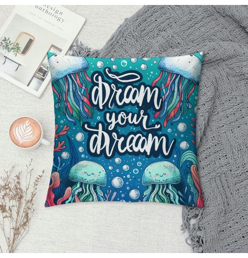  Throw pillow Cover Ocean Theme Beach Decorative pillow Cover Square Beautiful Cushion Cover Super Soft&nbsp; pillow Cases for Sofa Bedroom