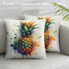 Ulloord Watercolor Pineapple Plant Farmhouse pillow Cover&nbsp;Ripe Pineapple Decorative Throw pillows Cover Super Soft Summer Cushion Cover Decor Couch Patio