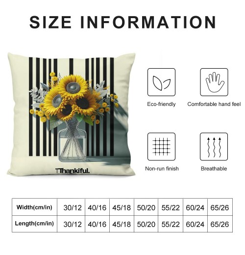 Ulloord Vintage Fall Farmhouse pillow Cover Color Pumpkin Sunflowers with Decorative Throw pillow Cover Outdoor Autumn Rustic pillow Case