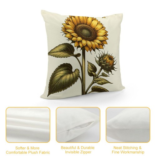 Ulloord Vintage Garden Theme&nbsp;Farmhouse Throw pillow Covers Yellow Sunflower Euro pillow Covers pillowcase Cushion Cover Home Garden Couch Bedroom