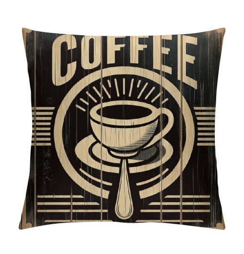 Ulloord Coffee Theme Throw pillow Case &nbsp;Background&nbsp;Coffee Pattern Decorative pillow Covers Square for Home Sofa Cushion Cover