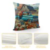 Ulloord Throw pillow Covers Vintage Blue Truck with White Daisy Flower Decorative pillow Covers American Flag Independence Day Flag pillow Case Cushion Cover