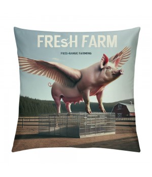 Ulloord Vintage Farmhouse Pig pillow Covers Poultry Pig Throw pillow Case Cushion Cover Fresh Farm Lettering Rustic Farm pillow Cover for Sofa 