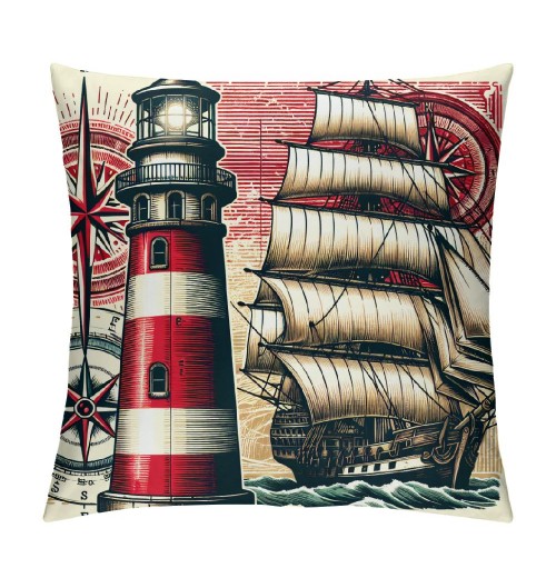  Nautical Compass Pattern Decorative pillow Covers Sea Vessel Throw pillow Covers Square Cushion Case Cover Home Decor for Sofa