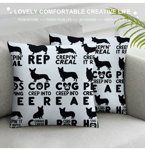  Pattern Black and White Decorative Throw pillow Case Cover , Decorations for Home Bedroom Girls Room Office, Owners Moms Gift,Dog Lovers Gift