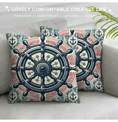 &nbsp;Square Nautical Throw pillow Covers Home Decor Cushion Cases Starfish Striped Background Sea Theme pillowcases for Bedroom Couch Chair