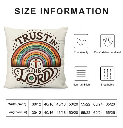 Trust The Lord Throw pillow Case Cover ,Boho Purple Rainbow Decorations for Home Bedroom Girls Room Office,Gifts for Women Faith Girls Teens