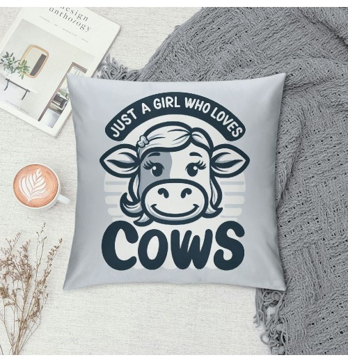 Farmhouse Cow Themed pillowcase Decorations for Home Girl Room, Just A Girl Who Loves Cows Throw pillow Cover, Cow Girls Gifts