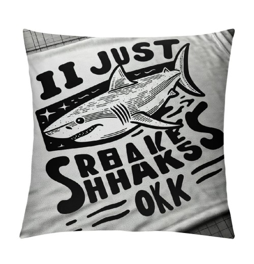 Ulloord Sharks Ocean Animals Themed pillowcase Decorations for Home, Funny I Just Really Like Sharks Ok Throw pillow Cover, Shark Lover Gifts