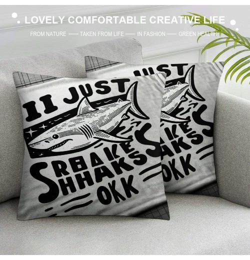 Ulloord Sharks Ocean Animals Themed pillowcase Decorations for Home, Funny I Just Really Like Sharks Ok Throw pillow Cover, Shark Lover Gifts