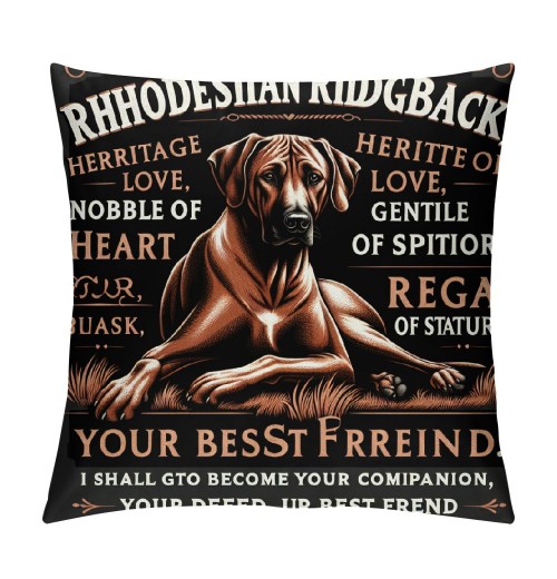 Ulloord Cartoon Rhodesian Ridgeback Heritage of Love Throw pillow Case Cover, Funny Puppy Dog Decorations for Home Bedroom Girls Room Office,Rhodesian Ridgeback Owners Moms Gift,Dog Lovers Gift