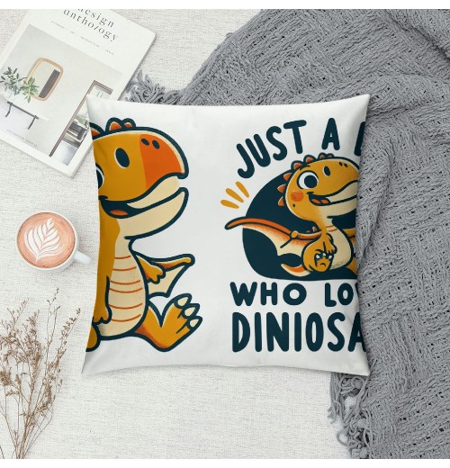 Ulloord Just a Boy Who Loves Dinosaurs Decorative Throw pillow Case Cover ,Funny Dinosaur Dino Decorations for Home Bedroom Boy Room Dorm Office Car,Gifts for Dinosaur Lovers Kids Boys