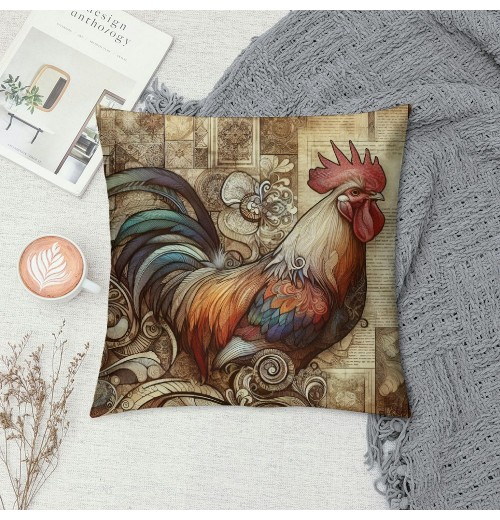 Ulloord  Vintage Farm Farmhouse Animals Throw pillow CoversWhite Rooster&nbsp;Cock Square Throw pillowcase Super Soft&nbsp;Rustic Country Style Poultry Chicken Cushion Covers for Sofa