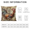 Ulloord  Vintage Farm Farmhouse Animals Throw pillow CoversWhite Rooster&nbsp;Cock Square Throw pillowcase Super Soft&nbsp;Rustic Country Style Poultry Chicken Cushion Covers for Sofa