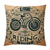 Ulloord  Vintage Black Bicycle Throw pillow Covers Life is Like Riding a Bicycle Lettering Throw pillow Case Cushion CoverRustic pillowcase Outdoor Decor for Sofa