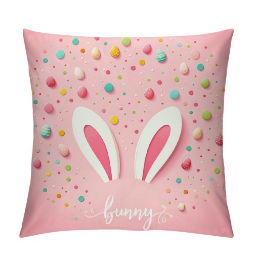  pillow Covers Rabbit Bunny Spring Farmhouse Decorative Throw pillow Cases Blue Pink Cushion Cover for Kids Room Couch Home Decor