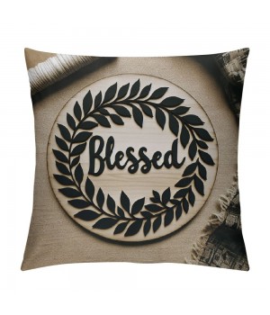 Ulloord &nbsp;Blessed Wreath Throw pillow Covers Home Modern Farmhouse pillow Cover&nbsp;Housewarming Gifts Family Room Decor Square Cushion Cover for Sofa