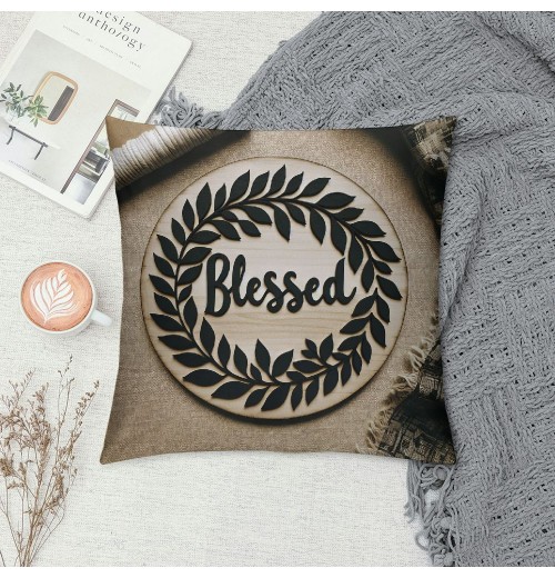 Ulloord &nbsp;Blessed Wreath Throw pillow Covers Home Modern Farmhouse pillow Cover&nbsp;Housewarming Gifts Family Room Decor Square Cushion Cover for Sofa